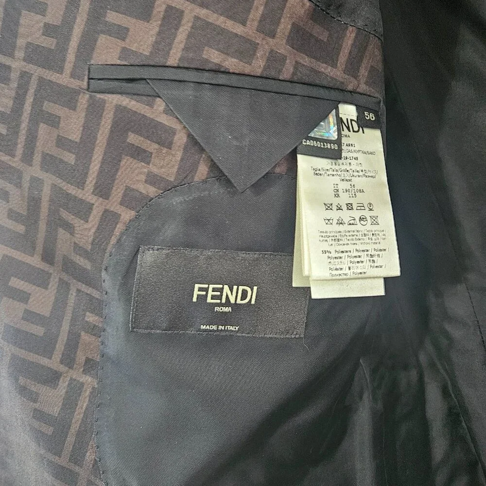 Fendi Men’s Suit Coat – Luxury Wool Blazer – Size L (IT 56) – Black – Authentic